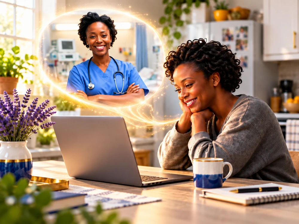 A woman imagining herself in her desired healthcare career